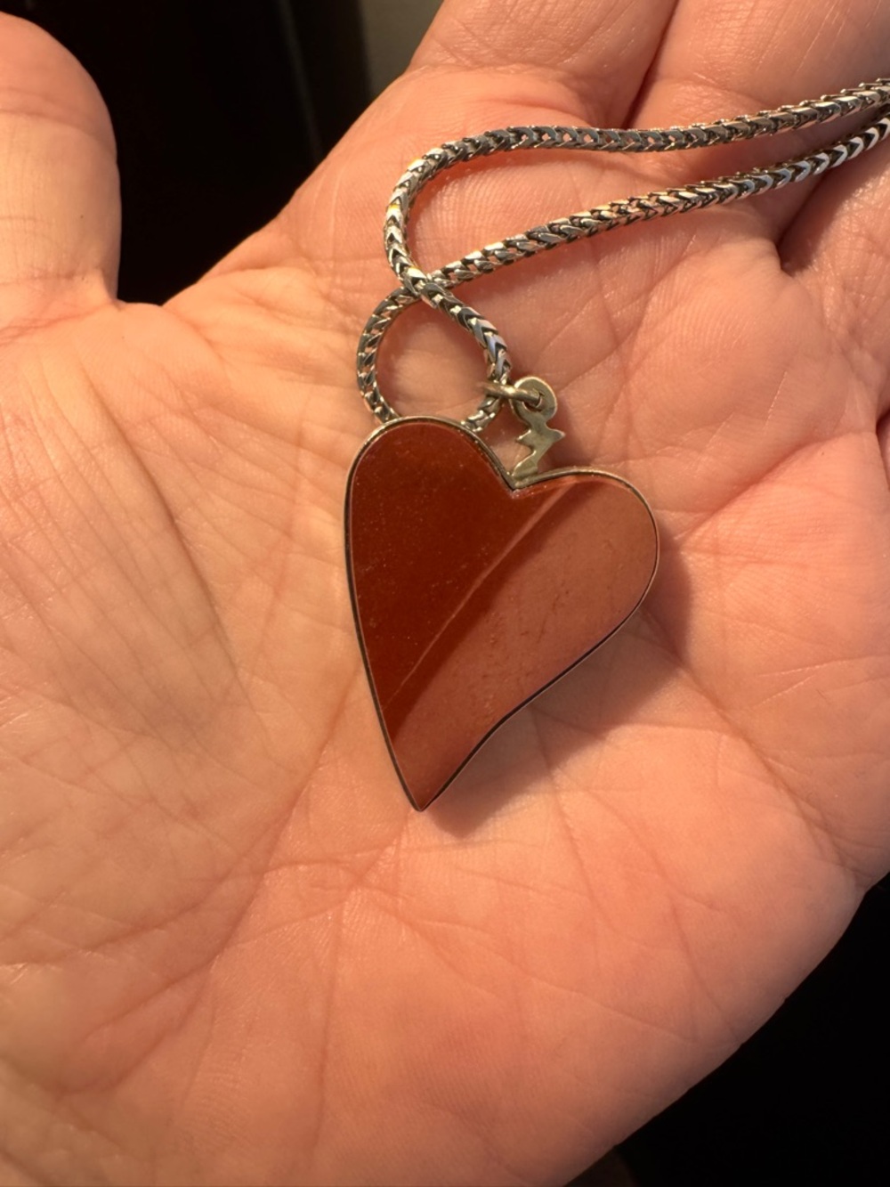 Sterling Silver Witch’s Heart w/ Red & Pink Mookaite .925